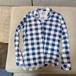 Blue and White Checkered Casual Button Down Shirt